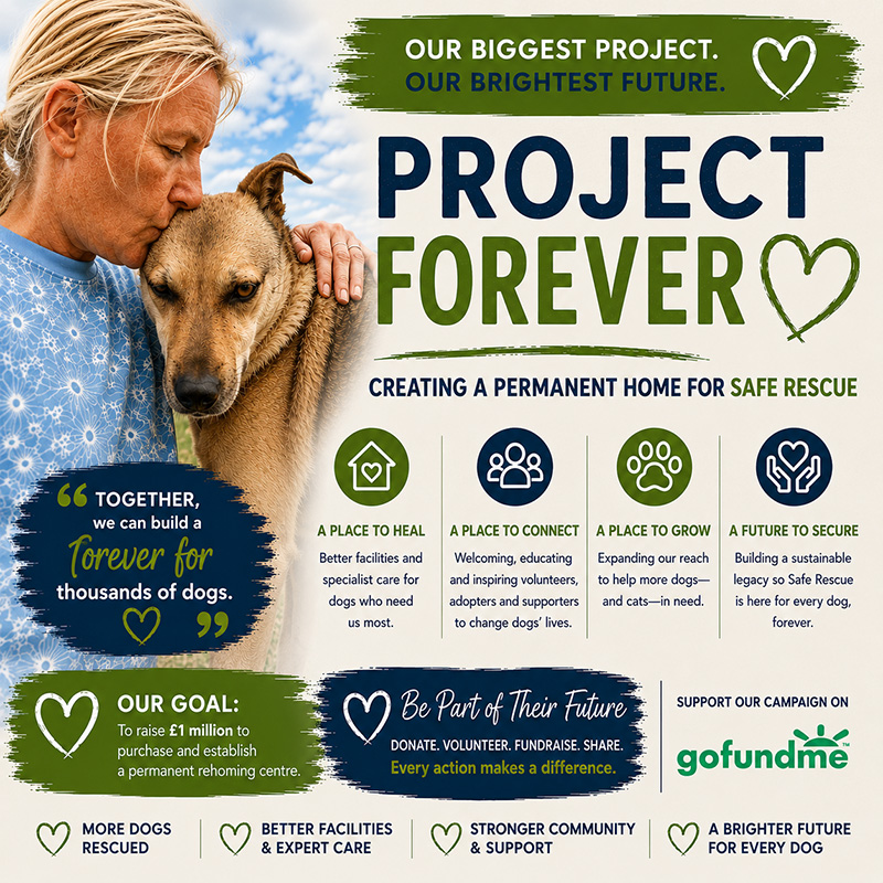 We are launching our biggest project ever: creating a permanent Safe Rescue Rehoming Centre, but we can only do this with your help.